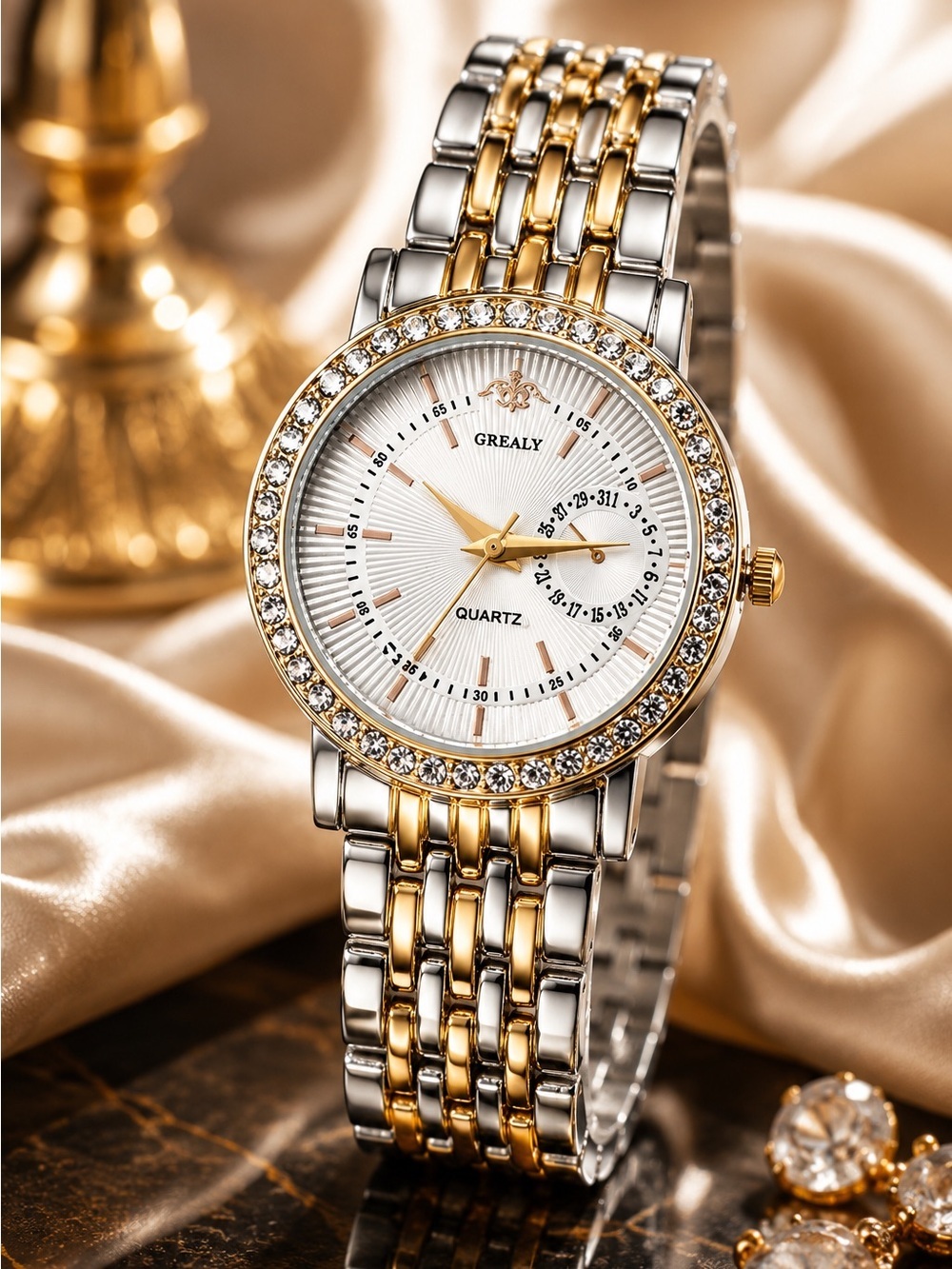 Women's Two-Tone Gold & Silver tone Crystal Accent Bracelet Watch